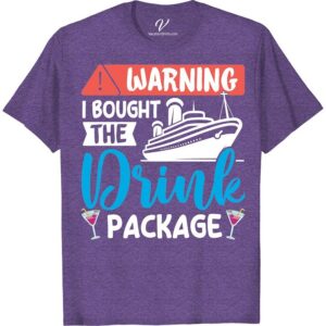 Fun Cruise Tee: 'Warning - I Bought the Drink Package' Design Get ready to set sail in style with our Fun Cruise Tee! Proudly announce your unlimited enjoyment with our 'Warning - I Bought the Drink Package' design. This Nautical Drink Package Shirt is the perfect addition to your Cruise Vacation T-shirt collection – complementing your Cruise Lover Clothing, it's an absolute must for Holiday Cruise Fashion. Show off your love for the high seas in this unique piece of Cruise Ship Apparel. Grab one of our Cruise Fan T-shirts and let the good times flow!