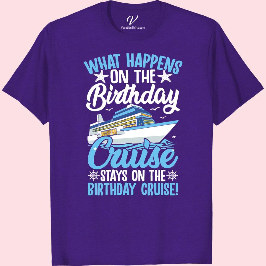 Birthday Cruise T-Shirt - Nautical Fun with Starfish & Ship Design Set sail on your special day with our Birthday Cruise T-Shirt. This Nautical Birthday Shirt is the quintessential Cruise Vacation Wear, featuring a lively starfish & ship design. It's more than just a Starfish Birthday T-Shirt, it's Fun Nautical Shirts that elevate your Cruise Themed Apparel. Dive into the Sea Fun T-Shirt trend - it's the best in Starfish and Ship Clothing. Happy sailing with the Nautical Cruise Birthday T-Shirt!