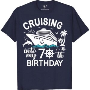 70th Birthday Cruise Tee - Celebrate with Dolphins & Palm Trees! Turning 70 should be celebrated in style! This '70th Birthday Cruise Tshirt' makes the perfect keepsake. With its 'Dolphins Palm Trees Tee' design, this 'Dolphin and Palm Tree Tshirt' celebrates your 'Cruise Vacation' excellently. Enjoy your 'Tropical 70th Birthday Tee' filled with ocean adventures!