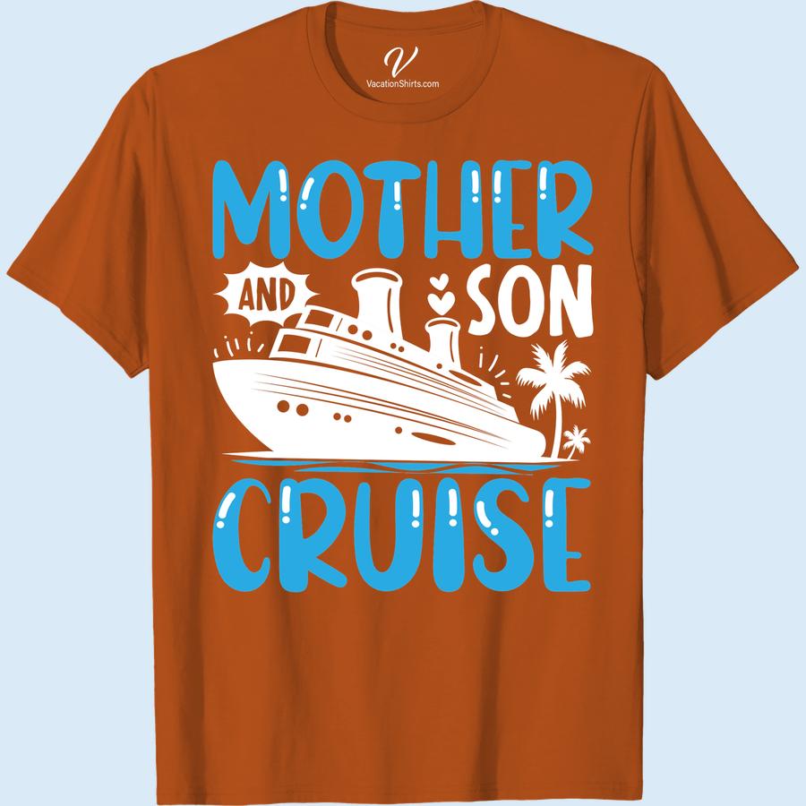 Mother & Son Cruise Tee - Heart, Ship & Palm Design Set sail in style with our adorable 'Mother & Son Cruise Tee-Heart, Ship & Palm Design'. Perfect for a tropical family vacation, this trendy mom and son cruise shirt is the ultimate in parent child cruise apparel. Show off your love for nautical themed fun with this chic palm design summer tee!