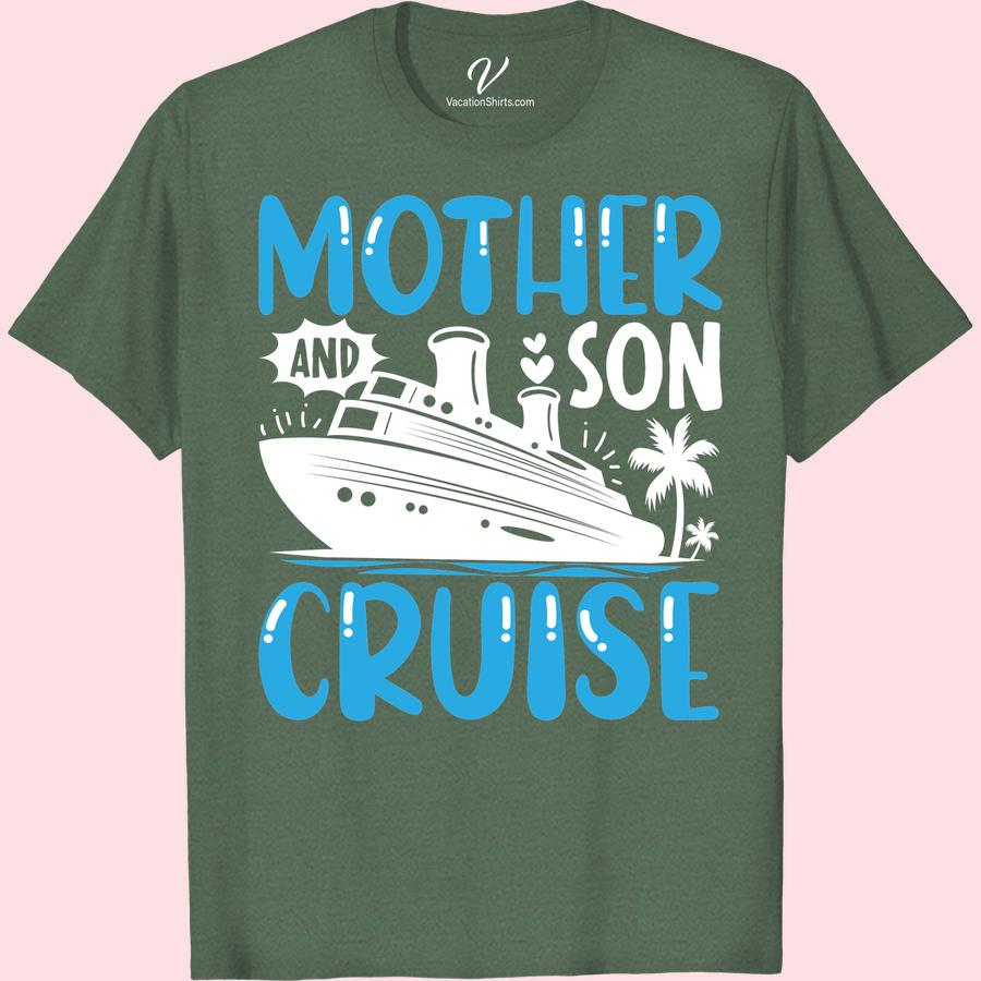 Mother & Son Cruise Tee - Heart, Ship & Palm Design Set sail in style with our adorable 'Mother & Son Cruise Tee-Heart, Ship & Palm Design'. Perfect for a tropical family vacation, this trendy mom and son cruise shirt is the ultimate in parent child cruise apparel. Show off your love for nautical themed fun with this chic palm design summer tee!