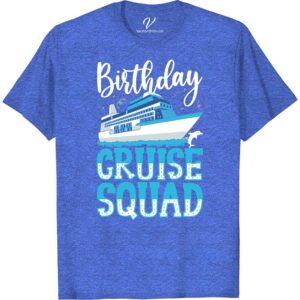 Birthday Cruise Squad Tee: Dolphins, Waves & Confetti Fun!  Experience the jubilant spirit of oceanic adventure with our 'Birthday Cruise Squad Tee'. Celebrate with dolphins, waves & an eruption of confetti fun! This shirt is the ultimate summer cruise vacation clothing. Perfect for a tropical vacation squad party or cruise birthday celebration. Dive into the Dolphin Waves T-shirt today!