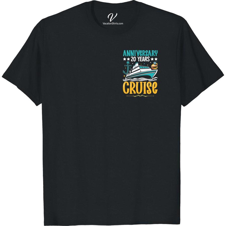 20th Anniversary Cruise Tee - Sail in Style & Comfort! Celebrate your special sea-bound journey with our 20th Anniversary Cruise Tee. This Stylish Cruise T-Shirt is the perfect nautical anniversary clothing choice. Sailing Comfort T-Shirts never looked so good. Make memorable waves with our Vacation Cruise Shirts. Your essential Cruise trip Apparel is here!