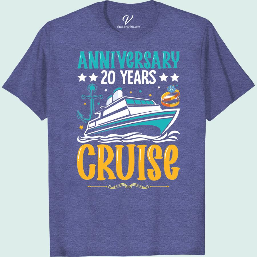 20th Anniversary Cruise Tee - Sail in Style & Comfort! Celebrate your special sea-bound journey with our 20th Anniversary Cruise Tee. This Stylish Cruise T-Shirt is the perfect nautical anniversary clothing choice. Sailing Comfort T-Shirts never looked so good. Make memorable waves with our Vacation Cruise Shirts. Your essential Cruise trip Apparel is here!
