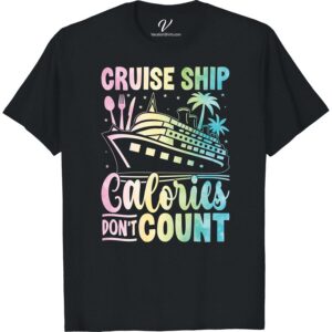 Pastel Cruise Ship Calories Tee | Fun Vacation T-Shirt New Vacation Shirts Ditch the diet and set sail in style with our 'Pastel Cruise Ship Calories Tee'! Part of our fun vacation apparel line, this beach cruise t-shirt is the perfect reminder that vacation calories don't count. Delightfully pastel, it's the ultimate summer cruise tee!