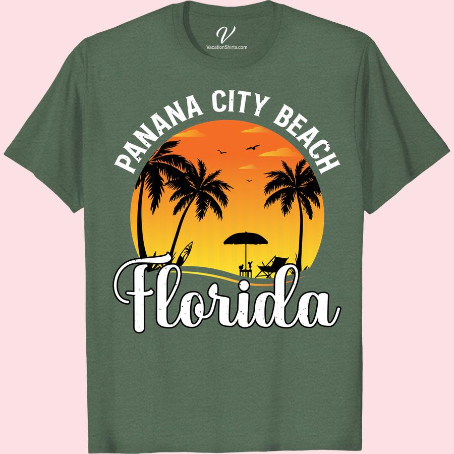 Panama City Beach Sunset Tee - Florida Paradise Vibes Experience the Florida paradise vibes with our Panama City Beach Sunset Tee. Perfect for any Florida vacation, this t-shirt captures the enchanting beach sunset that Panama City is famous for. Turn heads with this stylish beachwear - it's more than just a shirt, it's a lifestyle.