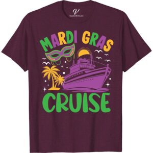 Mardi Gras Cruise Tee: Colorful Mask, Ship & Tropical Vibes  Celebrate in style with our Mardi Gras Cruise T-Shirt! This Tropical Vacation Shirt with Colorful Mask Tee design embodies festive, nautical vibes perfect for your next cruise. It's not just Mardi Gras Vacation Apparel, it's a vibrant Ship & Tropical Vibes Tee that creates memorable, themed experiences!