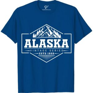 Alaska Vintage Series Tee - ESTD 1959: Mountains & Trees Design  Showcase your love for Alaska with our 'Alaska Vintage Series Tee – ESTD 1959’. This Alaska Mountains T-Shirt features a unique Trees Design, perfect for your Alaska Vacation. A nostalgic 1959 Alaska Retro Tee, a must-have Vintage Vacation Apparel. Ideal as an Alaska Souvenir T-shirt.