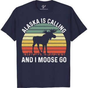 Alaska Is Calling & I Moose Go Retro Sunset Travel T-Shirt  The search ends here for your perfect Alaska Vacation T-Shirt! The Alaska Is Calling & I Moose Go Retro Sunset Travel T-Shirt encapsulates the charm of the Alaska Retro Sunset. A must-have Moose Travel T-Shirt for the stylish retro traveler. This Alaska Calling Apparel is your ticket to making memories in “The Last Frontier”.