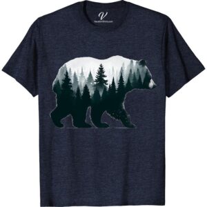 Explore the Wilderness: Forest Bear Silhouette T-Shirt  Uncover your wild side with our 'Explore Wilderness Tee' featuring a stunning Forest Bear Silhouette. Perfect for nature lovers and adventure seekers, this Outdoor Adventure T-Shirt marries style and passion for the great outdoors. Wear your love for wildlife with our Hiking Bear T-Shirt!