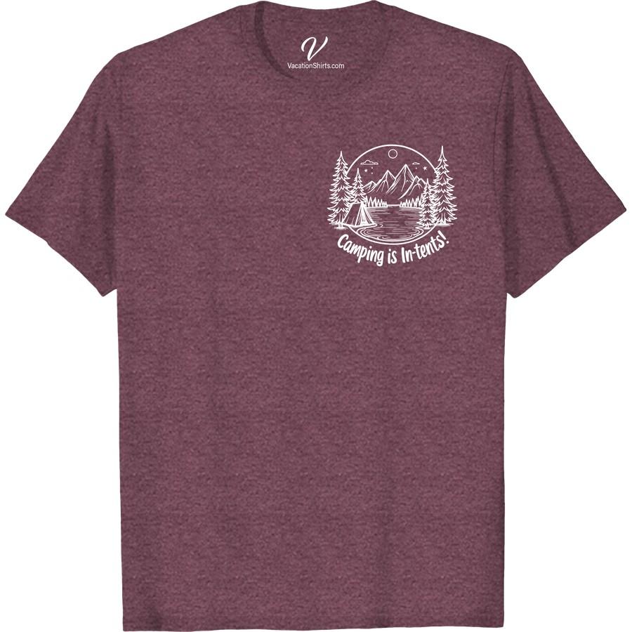 Camping Adventure Tee - In-tents Design with Mountains & Stars Experience nature's magnificence in our 'In-tents' Design T-Shirt. This Camping Adventure Tee, with a striking Star and Mountain design, is your ideal Outdoor Adventure Apparel. Its scenic graphic makes it more than just a Camping Gear T-shirt, it's a Hiking Themed, Adventure Travel tradition. Adventure awaits!