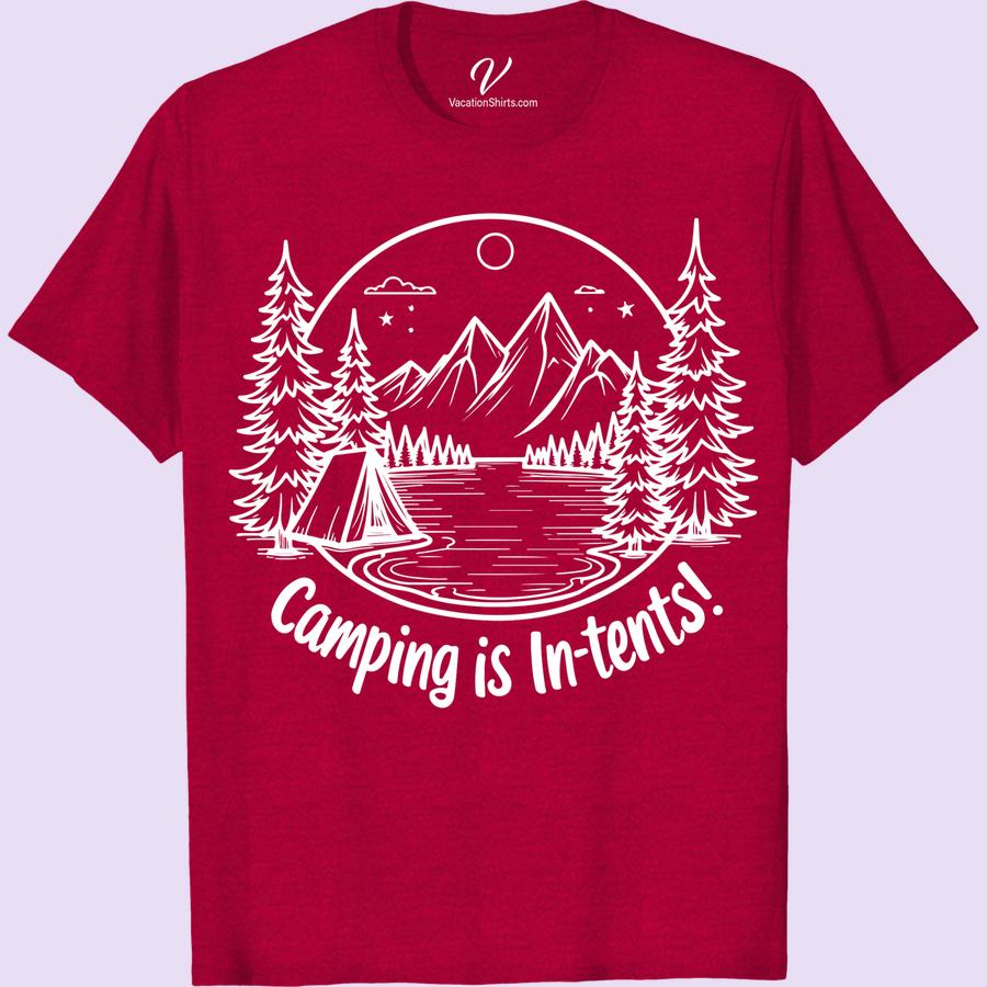 Camping Adventure Tee - In-tents Design with Mountains & Stars Experience nature's magnificence in our 'In-tents' Design T-Shirt. This Camping Adventure Tee, with a striking Star and Mountain design, is your ideal Outdoor Adventure Apparel. Its scenic graphic makes it more than just a Camping Gear T-shirt, it's a Hiking Themed, Adventure Travel tradition. Adventure awaits!
