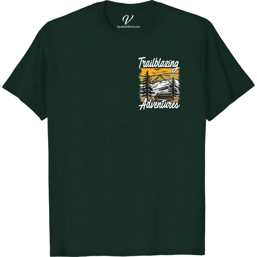 Adventure Trailblazing Tee: Mountain Sunset & Camper Design Ignite your wanderlust with our Adventure Trailblazing Tee, featuring a Mountain Sunset & Camper Design. This Outdoor Adventure Tee perfectly captures the beautifully rugged essence of a Hiking Trail Shirt. Perfect for the intrepid nature lover, our Sunset Camping Shirt is the ultimate Trail Adventure T-Shirt. Dive into the wilderness with our Mountain Camper Tee.