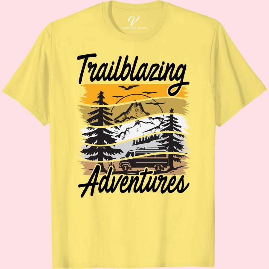 Adventure Trailblazing Tee: Mountain Sunset & Camper Design Ignite your wanderlust with our Adventure Trailblazing Tee, featuring a Mountain Sunset & Camper Design. This Outdoor Adventure Tee perfectly captures the beautifully rugged essence of a Hiking Trail Shirt. Perfect for the intrepid nature lover, our Sunset Camping Shirt is the ultimate Trail Adventure T-Shirt. Dive into the wilderness with our Mountain Camper Tee.