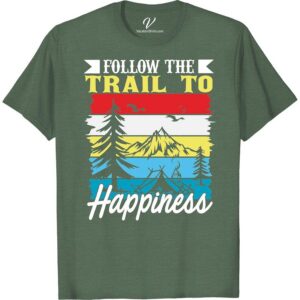 Adventure Trail T-shirt: Mountains, Campfire & Stripes Design Discover the spirit of outdoor explorations with our Adventure Trail T-Shirt. Featuring a captivating Mountains Themed Shirt design, vibrant Campfire Design Tee aesthetics, and charming Stripes Design T-Shirt details, it's perfect for any Hiking Trail adventure. Ignite your wanderlust with our Mountain Adventure Shirt – it's more than just a Camping Graphic Tee, it's an ethos.