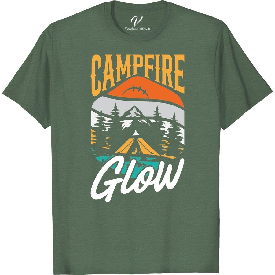 Campfire Adventure Tee - Vibrant Sunset, Forest & Mountain Design Experience the wilderness allure with our Campfire Adventure Tee! This outdoor adventure clothing, with its vibrant sunset, forest, and mountain design, is the perfect hiking T-shirt. Transform every journey into a vivid spectacle with this camping graphic tee. Nature-themed and wilderness-inspired adventure gear apparel just got chic!