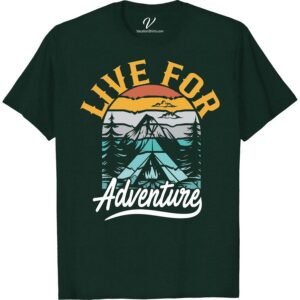 Adventure T-Shirt: Sunset Mountains & Campfire Design Embrace the great outdoors with our Adventure Vacation T-Shirt! Showcasing a stunning Sunset Mountains & Campfire design, this Camping T-Shirt merges comfort and style. Perfect Mountain Hiking Apparel, with this Nature Inspired Clothing, you can carry a piece of the wilderness wherever you go!