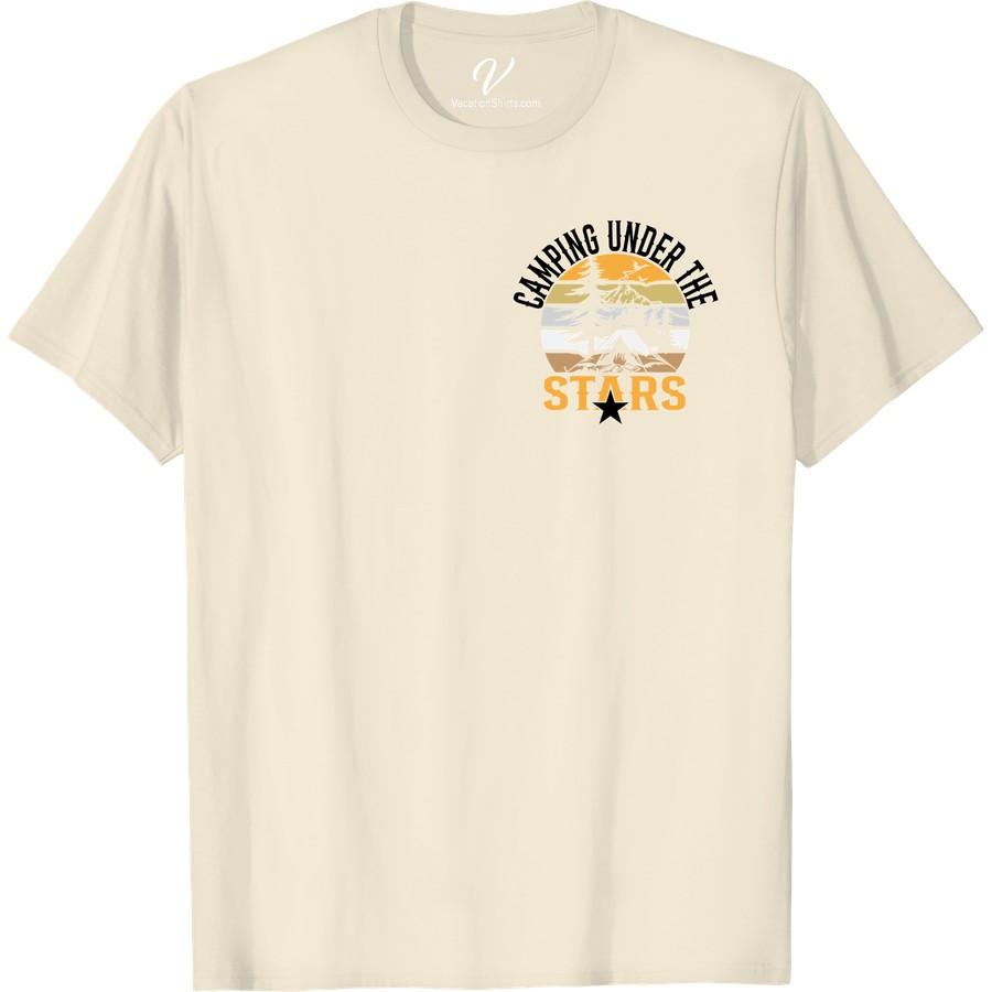 Camping Adventure Tee: Starry Night Under Mountain Trees Experience the magic of the wilderness with our Camping Adventure T-Shirt. Perfect for nature lovers, this Outdoor Adventure Tee captures a starry night camping under mountain trees. Let the Forest Night Sky Tee ignite your hiking spirit and inspire your next adventure!