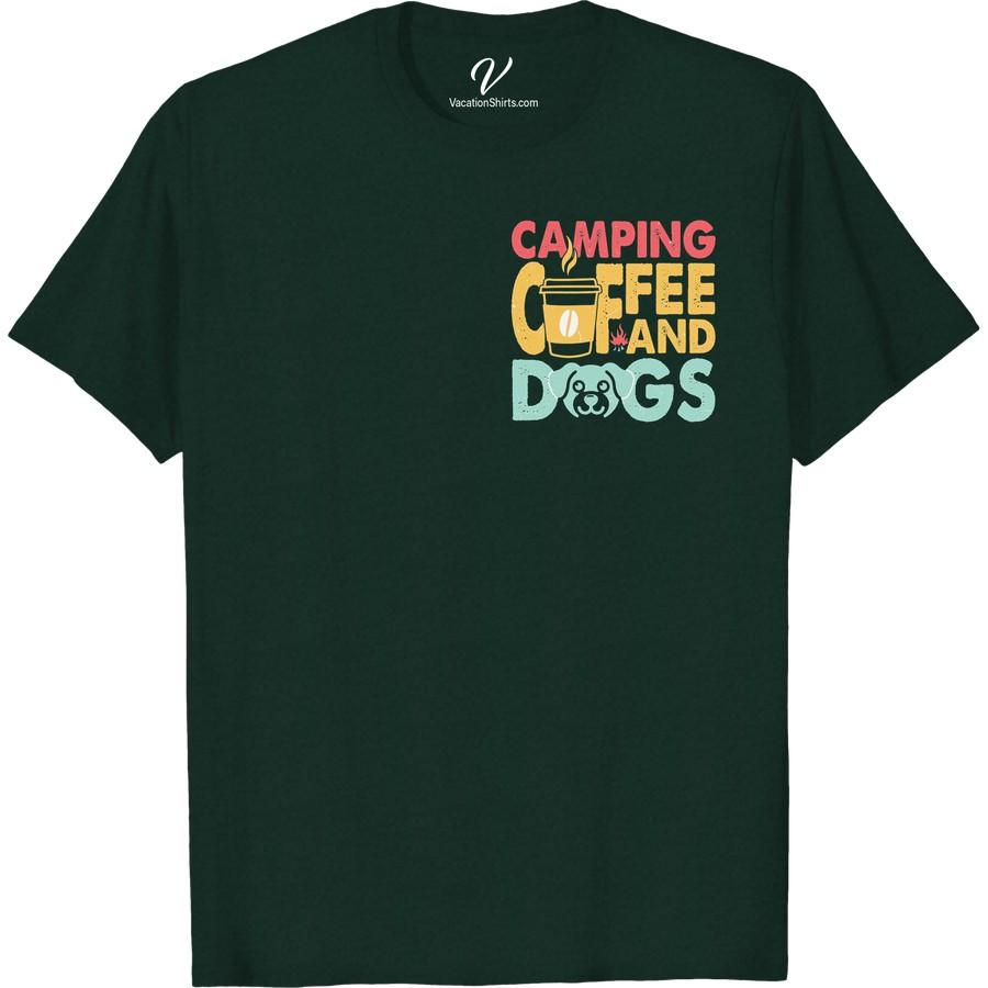 Camping Coffee Dogs Tee - Perfect Outdoor Adventure Shirt! Explore the great outdoors with our Camping Coffee Dogs Tee. Exclusively made for nature lovers, this Camping Tshirt combines your love for coffee, adventure, and canine companionship. The perfect fusion of Outdoor Adventure Clothing and Dog Lover Tee, it's the Ideal Outdoor Activity Attire for every adventure Coffee Tee enthusiast. Embrace your wanderlust with this Hiking and Coffee Shirt today!