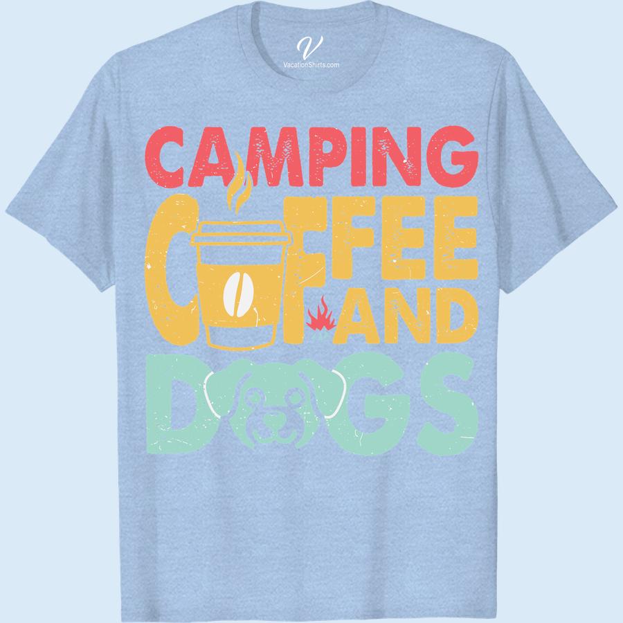 Camping Coffee Dogs Tee - Perfect Outdoor Adventure Shirt! Explore the great outdoors with our Camping Coffee Dogs Tee. Exclusively made for nature lovers, this Camping Tshirt combines your love for coffee, adventure, and canine companionship. The perfect fusion of Outdoor Adventure Clothing and Dog Lover Tee, it's the Ideal Outdoor Activity Attire for every adventure Coffee Tee enthusiast. Embrace your wanderlust with this Hiking and Coffee Shirt today!