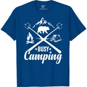 Camping Adventure Tee: Busy Camping with Mountains & Bear Design  Step into the wild with our Camping Adventure T-Shirt – Busy Camping Tee. This mountain camping shirt with a stunning Bear design captures the thrill of outdoor adventures. A must-have hiking shirt with a bear design; it's more than camping gear clothing, it's a wilderness T-shirt for all nature lovers.
