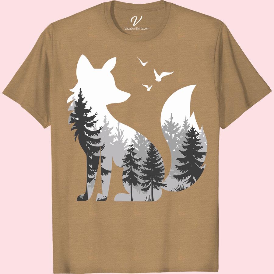 Nature Lover's Fox Forest Tee - Adventure Awaits In Style Immerse yourself in nature with our Fox Forest Tee — the latest trendy adventure clothing line. Proudly showcase your love for the outdoors with this uniquely designed Nature Lover's T-Shirt, crafted for easy forest adventures and stylish wilderness exploration. Welcome to outdoorsy apparel that speaks to the wildlife lover in you. Adventure awaits in style!