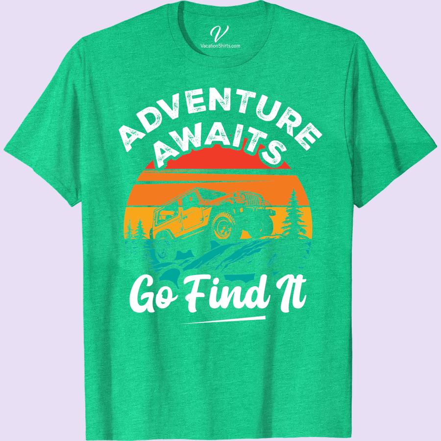 Adventure T-Shirt: Jeep Sunset Design - Embrace the Journey Dive into the spirit of escape with our Jeep Adventure T-Shirt featuring a striking Sunset Design. This Vacation Tee is not just a shirt, it's a call to Embrace the Journey. Perfect for Adventure Travel and outdoor activities, our Jeep Sunset Graphic Tee signifies your love for travel and the outdoors. Grab our Journey Inspired T-Shirts, the ideal Jeep Themed Apparel for every adventurer's wardrobe.