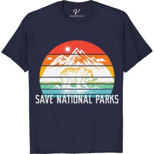 Eco-Friendly Save National Parks Tee with Bear & Mountains Design  Get noticed in our Eco-Friendly National Parks T-shirt. This Save National Parks Tee symbolizes Environmental Conservation Clothing at its best. A unique Bear and Mountains Design Tee, crafted from sustainable fabrics for the fashion-conscious who care. Show your support for Wildlife Preservation with this National Parks Apparel - an ideal blend of Eco Apparel National Parks and green clothing with a bear design. Our Eco Activism Mountains T-shirt will make you a walking statement for change!