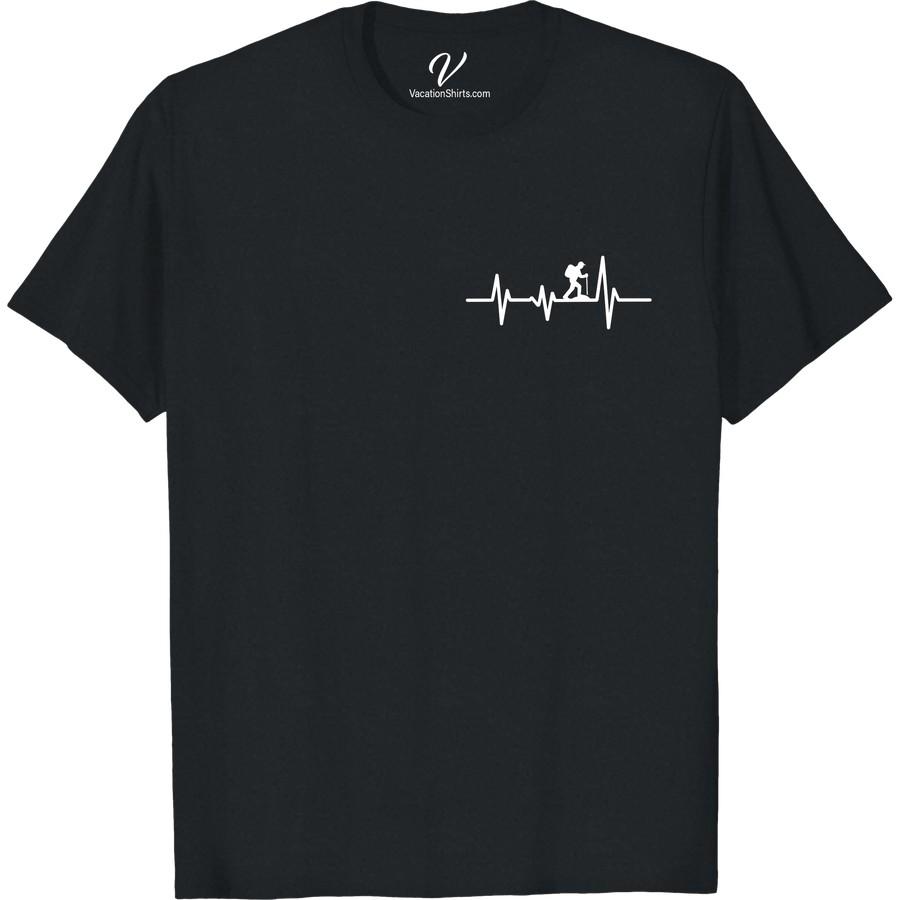 Adventure Tee: Hiker Heartbeat Design | Explore Your Passion Showcase your love for the outdoors with our Adventure Hiker Shirt, featuring a unique Hiker Heartbeat Design. Perfectly blending comfort and style, this Mountain Trekking Tee is the ultimate Outdoor Adventure Apparel for any Hiking Enthusiast. With its distinctive Nature Heartbeat Design Tee, express your Hiker Passion and embrace your Adventure Lifestyle today!