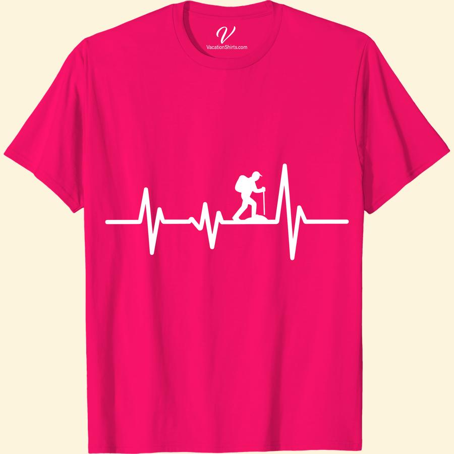 Adventure Tee: Hiker Heartbeat Design | Explore Your Passion Showcase your love for the outdoors with our Adventure Hiker Shirt, featuring a unique Hiker Heartbeat Design. Perfectly blending comfort and style, this Mountain Trekking Tee is the ultimate Outdoor Adventure Apparel for any Hiking Enthusiast. With its distinctive Nature Heartbeat Design Tee, express your Hiker Passion and embrace your Adventure Lifestyle today!