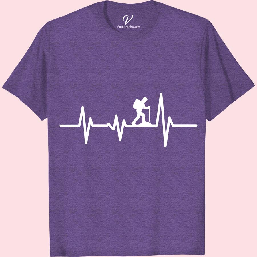 Adventure Tee: Hiker Heartbeat Design | Explore Your Passion Showcase your love for the outdoors with our Adventure Hiker Shirt, featuring a unique Hiker Heartbeat Design. Perfectly blending comfort and style, this Mountain Trekking Tee is the ultimate Outdoor Adventure Apparel for any Hiking Enthusiast. With its distinctive Nature Heartbeat Design Tee, express your Hiker Passion and embrace your Adventure Lifestyle today!
