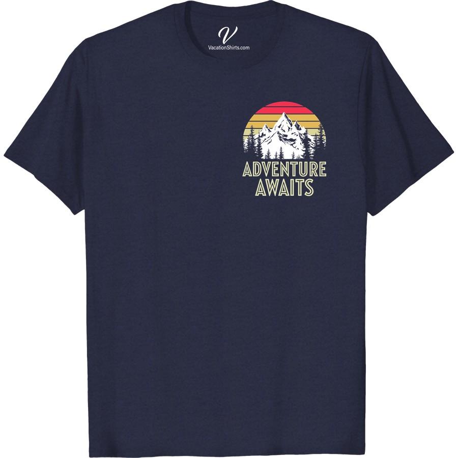 Adventure T-Shirt: Retro Mountain Sunset Design for Travel Lovers Discover the perfect adventure t-shirt online for travel lovers! This Retro Mountain Sunset t-shirt combines vacation fashion and outdoor adventure in one design. Both Men's adventure t-shirts and Women's travel t-shirts feature the vintage sunset design tee - truly a must-have in your adventure apparel collection. Shop now!
