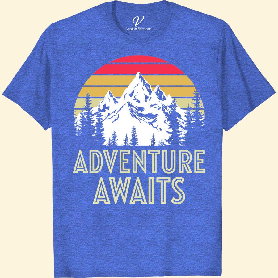 Adventure T-Shirt: Retro Mountain Sunset Design for Travel Lovers Discover the perfect adventure t-shirt online for travel lovers! This Retro Mountain Sunset t-shirt combines vacation fashion and outdoor adventure in one design. Both Men's adventure t-shirts and Women's travel t-shirts feature the vintage sunset design tee - truly a must-have in your adventure apparel collection. Shop now!