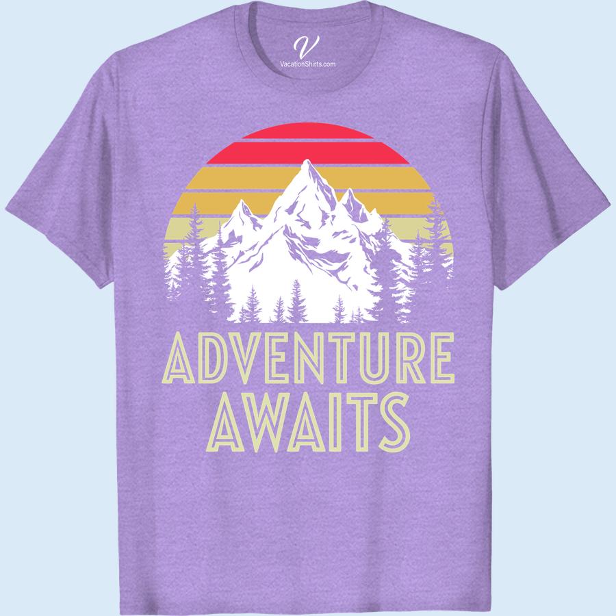 Adventure T-Shirt: Retro Mountain Sunset Design for Travel Lovers Discover the perfect adventure t-shirt online for travel lovers! This Retro Mountain Sunset t-shirt combines vacation fashion and outdoor adventure in one design. Both Men's adventure t-shirts and Women's travel t-shirts feature the vintage sunset design tee - truly a must-have in your adventure apparel collection. Shop now!