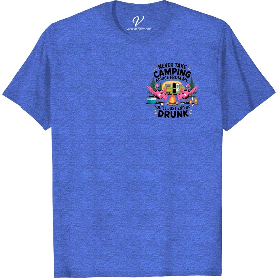 Camping Tee - Witty Flamingo Design for Adventurous Spirits! Accentuate your adventurous spirit with our Camping Tee - a Witty Flamingo Design Tee that captures the thrill of the outdoors. It's more than just camping gear, it's a novelty outdoor apparel that combines funny camping quotes and flamingo themes. Perfect for adventure seekers.