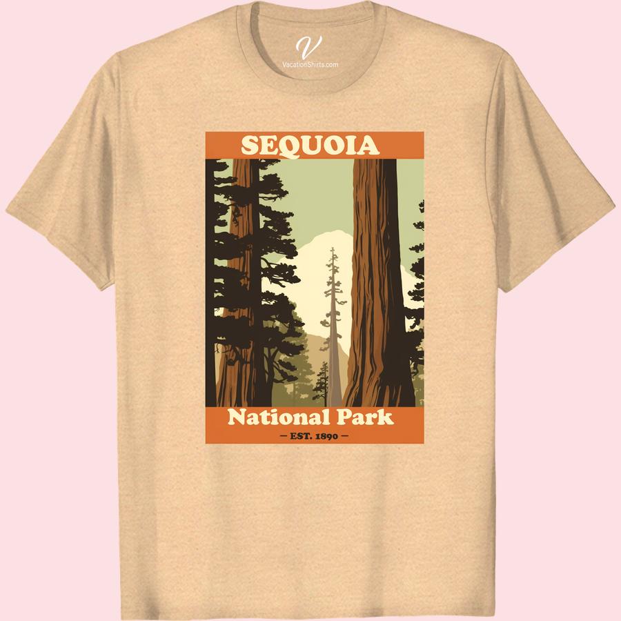 Sequoia National Park T-shirt: Vintage Nature Adventure Wear Embrace your wild side with our Sequoia National Park T-shirt from our Vintage Nature Adventure Wear collection. This eco-friendly outdoor wear complements any forest adventure. A perfect blend of National Park Clothing nostalgia and modern eco adventure, it's more than just a souvenir, it's your next hiking story.