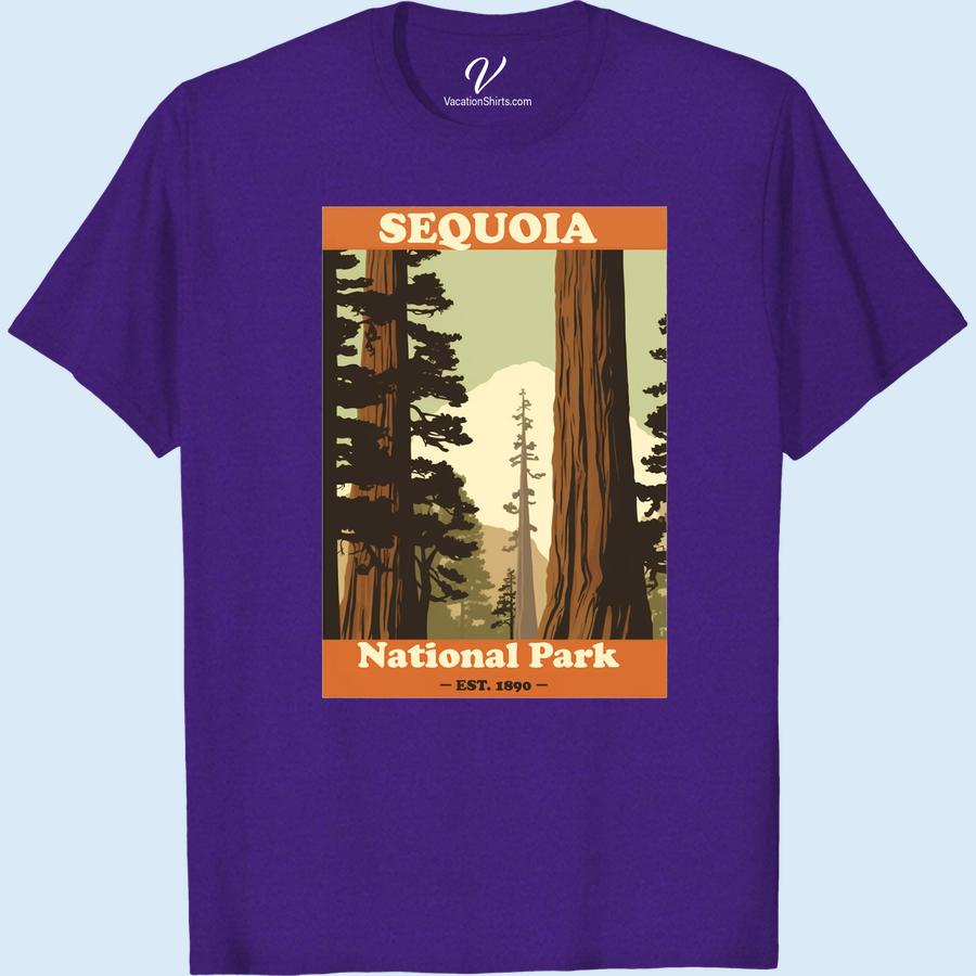 Sequoia National Park T-shirt: Vintage Nature Adventure Wear Embrace your wild side with our Sequoia National Park T-shirt from our Vintage Nature Adventure Wear collection. This eco-friendly outdoor wear complements any forest adventure. A perfect blend of National Park Clothing nostalgia and modern eco adventure, it's more than just a souvenir, it's your next hiking story.