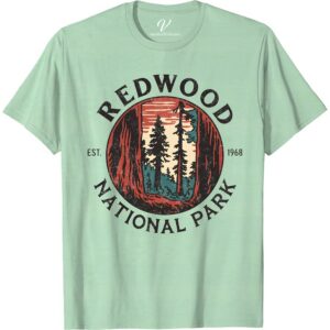 Redwood National Park Tee: Sunset & Trees Adventure Design  Get lost in the wilderness with our Redwood National Park Tshirt! Designed for adventure lovers, this Sunset Adventure Tee captures the enchantment of towering Redwood Trees & stunning sunsets. This Nature Inspired Tshirt, ideal for trekking, redefines National Parks Apparel. Embrace your next Wilderness Adventure with our Sunset and Trees Tee.