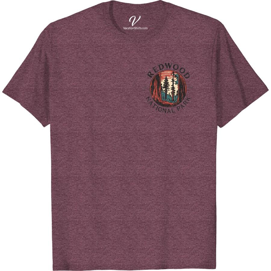 Redwood National Park Tee: Sunset & Trees Adventure Design Get lost in the wilderness with our Redwood National Park Tshirt! Designed for adventure lovers, this Sunset Adventure Tee captures the enchantment of towering Redwood Trees & stunning sunsets. This Nature Inspired Tshirt, ideal for trekking, redefines National Parks Apparel. Embrace your next Wilderness Adventure with our Sunset and Trees Tee.
