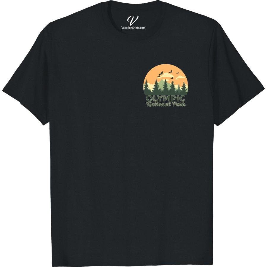 Olympic National Park Shirt - Nature Sunrise Adventure Tee Step into wilderness with our Olympic National Park T-Shirt, a Nature Sunrise Adventure Tee that captivates the explorer in you. As part of our National Park Adventure Apparel, this Outdoor Expedition Clothing fuses style with adventure. Calling all Wilderness Enthusiasts - with Stunning National Park Tees like this Sunrise Explorer T-shirt, you can showcase your love for Hiking Adventure in Unique Nature Lover Tees. Feel the forest spirit in our Forest Explorer T-Shirts today!