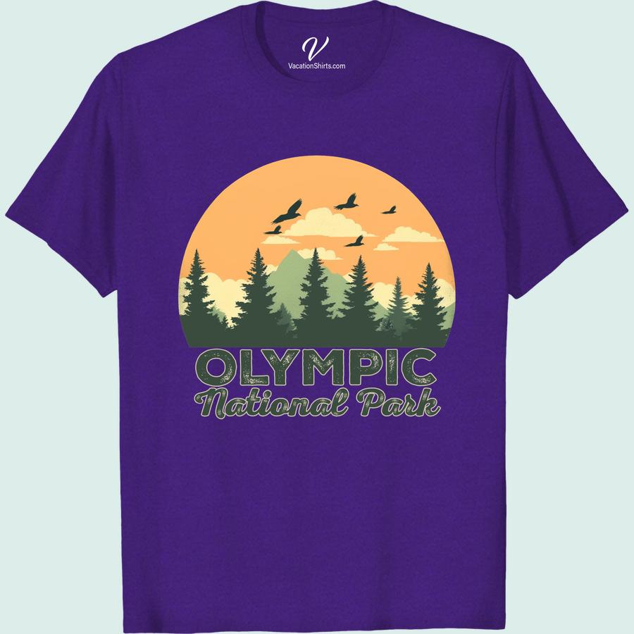 Olympic National Park Shirt - Nature Sunrise Adventure Tee Step into wilderness with our Olympic National Park T-Shirt, a Nature Sunrise Adventure Tee that captivates the explorer in you. As part of our National Park Adventure Apparel, this Outdoor Expedition Clothing fuses style with adventure. Calling all Wilderness Enthusiasts - with Stunning National Park Tees like this Sunrise Explorer T-shirt, you can showcase your love for Hiking Adventure in Unique Nature Lover Tees. Feel the forest spirit in our Forest Explorer T-Shirts today!