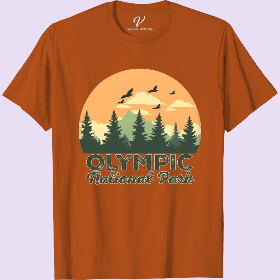 Olympic National Park Shirt - Nature Sunrise Adventure Tee Step into wilderness with our Olympic National Park T-Shirt, a Nature Sunrise Adventure Tee that captivates the explorer in you. As part of our National Park Adventure Apparel, this Outdoor Expedition Clothing fuses style with adventure. Calling all Wilderness Enthusiasts - with Stunning National Park Tees like this Sunrise Explorer T-shirt, you can showcase your love for Hiking Adventure in Unique Nature Lover Tees. Feel the forest spirit in our Forest Explorer T-Shirts today!
