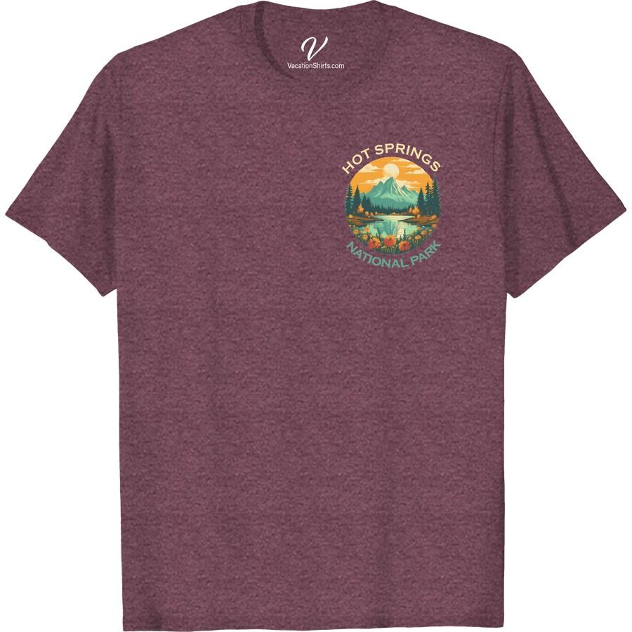 Hot Springs National Park T-Shirt: Sunset Mountain Adventure Experience the thrill of nature with our Hot Springs National Park Shirt. This Mountain Adventure T-Shirt brings a dash of sunset hues to your wardrobe, perfect for hiking trips or a relaxing vacation. Wear your love for the Hot Springs with this Sunset Mountain T-Shirt - the ideal National Park Adventure Tee. As part of our Hot Springs National Park Apparel, this Nature Lover T-Shirt captures the vivid serenity of a sunset. Embrace the adventure with this Hot Springs Vacation Shirt.