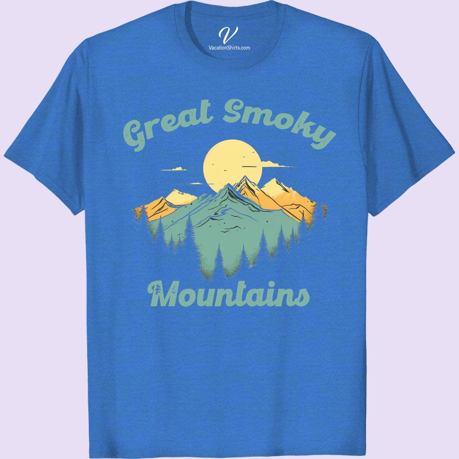 Great Smoky Mountains Tee - Adventure Awaits in Vibrant Colors! Unleash your wanderlust with our Great Smoky Mountains Tee! Ignite your spirit of adventure with this vibrant-colored T-shirt, perfect for your outdoor vacation. This stylish mountain tee is not just a cool vacation apparel, but also a call to action - because adventure in the Smokies awaits!