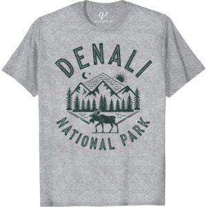 Denali National Park Tee – Mountains, Moose & Moon Design Experience the majestic allure of Alaska with our Denali National Park T-Shirt. The unique Mountains Moose Moon T-shirt design captures the grandeur of this Alaskan vacation spot. An ideal Denali Park souvenir tee, this national park apparel exhibits a gorgeous wildlife design T-shirt perfect for outdoor adventure clothing enthusiasts. Get your Denali National Park merchandise today; our Moose Design Shirt and Mountain Moon Print tee awaits you.