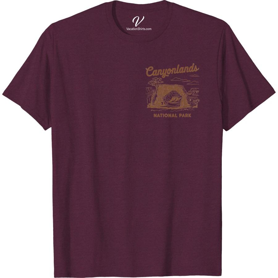 Canyonlands Adventure Tee: Explore in Style with Vintage Design Embrace the explorer in you with the Canyonlands Adventure Tee. This Vintage Design T-Shirt is your ideal Adventure Travel Shirt –combining style and comfort for your adventures. With its stylish exploration jersey feel, this vintage styled vacation tee becomes the perfect Canyonlands Vacation Shirt!