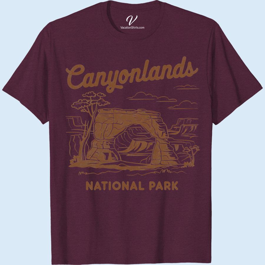 Canyonlands Adventure Tee: Explore in Style with Vintage Design Embrace the explorer in you with the Canyonlands Adventure Tee. This Vintage Design T-Shirt is your ideal Adventure Travel Shirt –combining style and comfort for your adventures. With its stylish exploration jersey feel, this vintage styled vacation tee becomes the perfect Canyonlands Vacation Shirt!