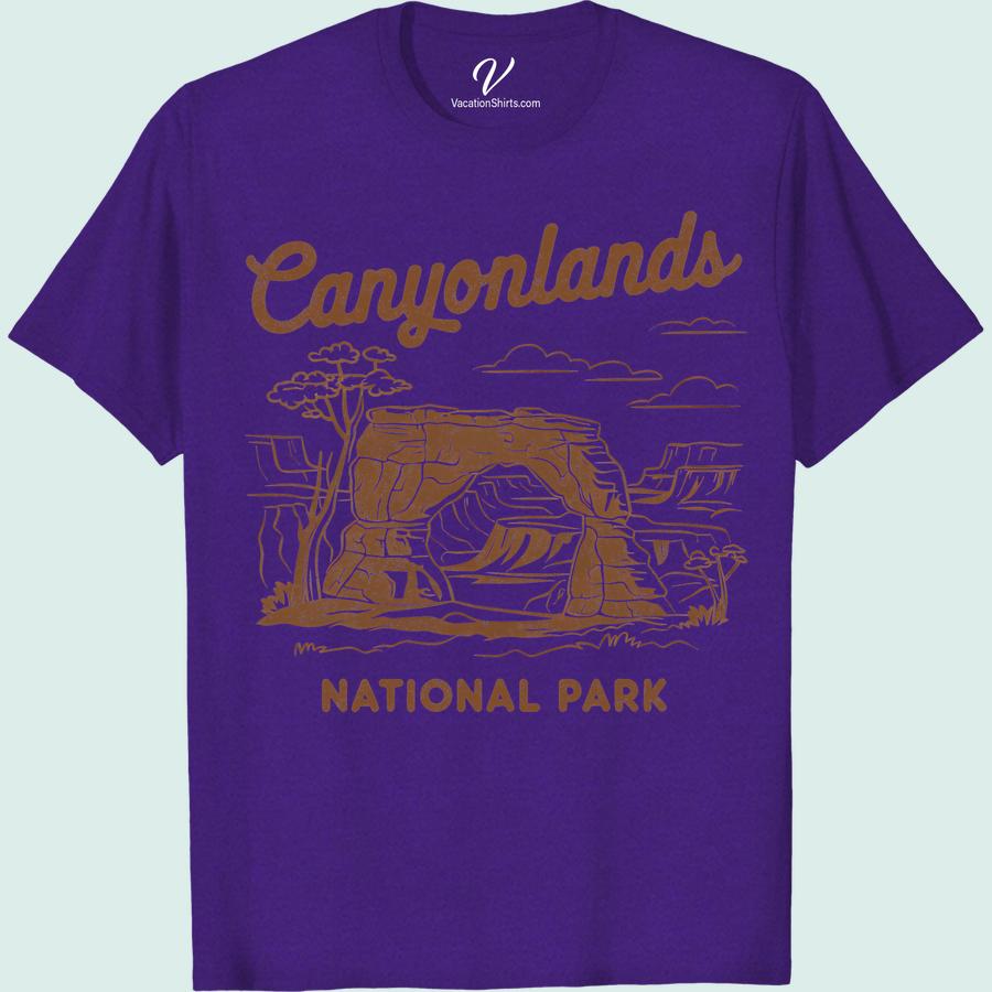 Canyonlands Adventure Tee: Explore in Style with Vintage Design Embrace the explorer in you with the Canyonlands Adventure Tee. This Vintage Design T-Shirt is your ideal Adventure Travel Shirt –combining style and comfort for your adventures. With its stylish exploration jersey feel, this vintage styled vacation tee becomes the perfect Canyonlands Vacation Shirt!